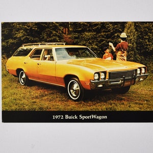 Buick Postcard - 1972 Buick SportWagon Sport Wagon (car dealer automobile dealership post card ad old classic american GM General Motors)