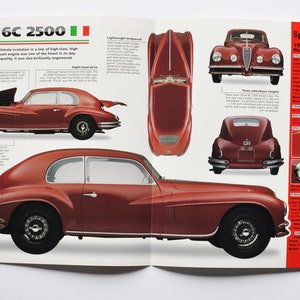 Fiche technique Alfa Romeo 6C 2500 (1939-1952) (voiture photo stat info fiche technique brochure pièces ad poster imprimer old race sport italy milan golden arrow)
