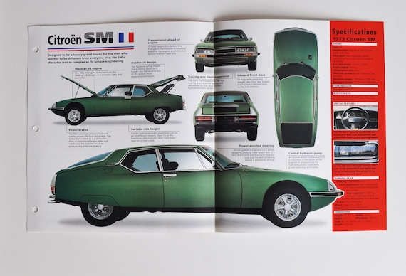 Spec Sheet Citroen SM (1970-1975) (car Photo Stat Info Specs