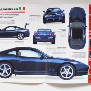 Spezifikations-Ferrari 550 Maranello (1996-PRESENT) (Auto-Foto-Stat-Info-Spez.-Broschüre-Teile-Anzeigendruck altes klassisches Motorsport-Italien)