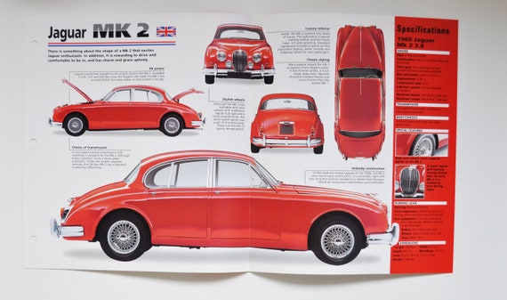 Spec Sheet Jaguar MK 2 1959 1967 car Photo Stat Info Specs