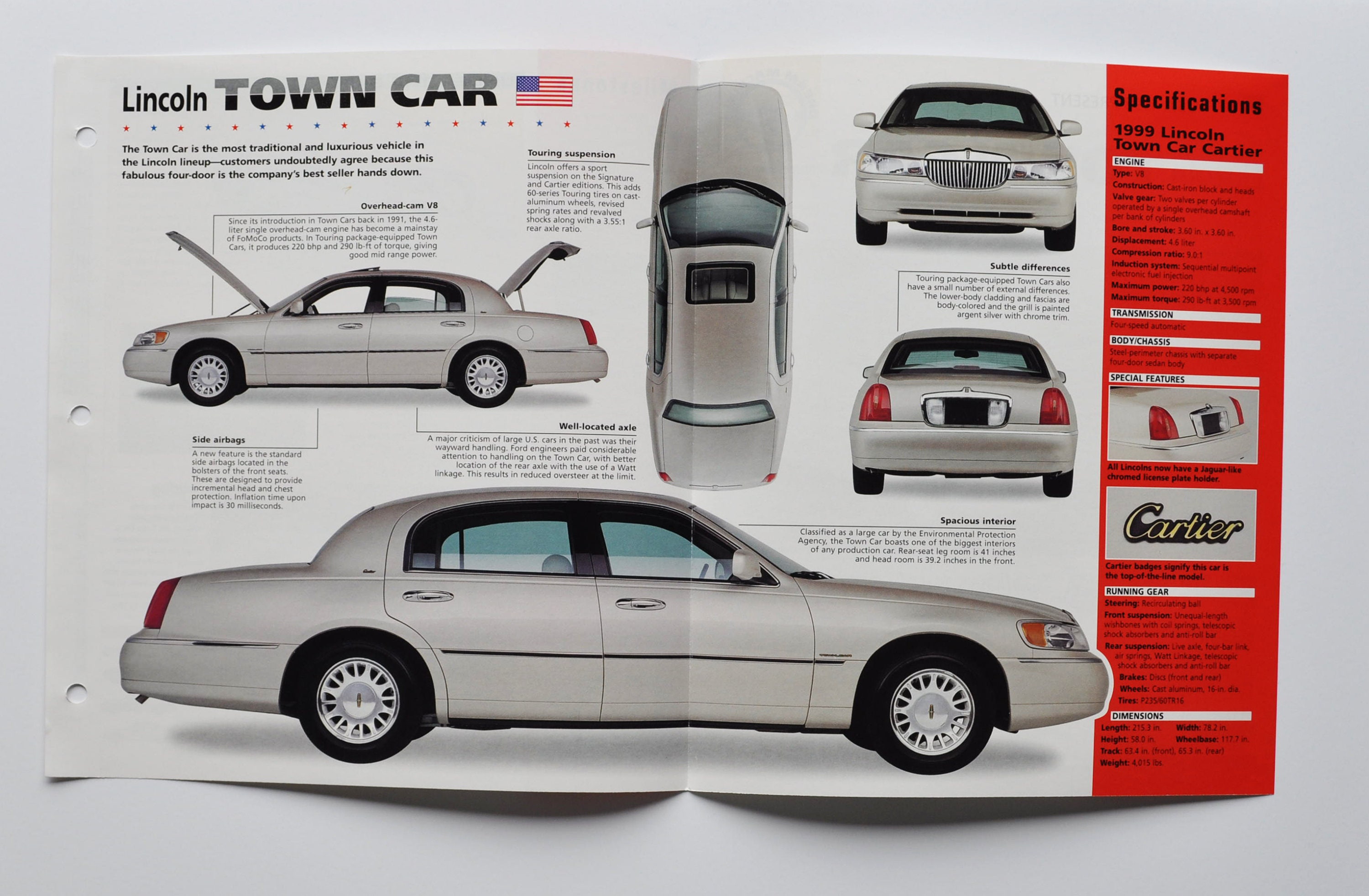 カタログ LINCOLN・TOWN CAR Spec Sheet Lincoln Town Car (1998-PRESENT) (car Photo Stat Info