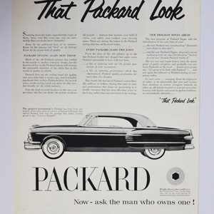 Large Car Ad 1954 Packard (autobedrijf klassieke oude fotoadvertentie onderdelen gedrukte brochure dealer Motors Detroit Michigan usa)