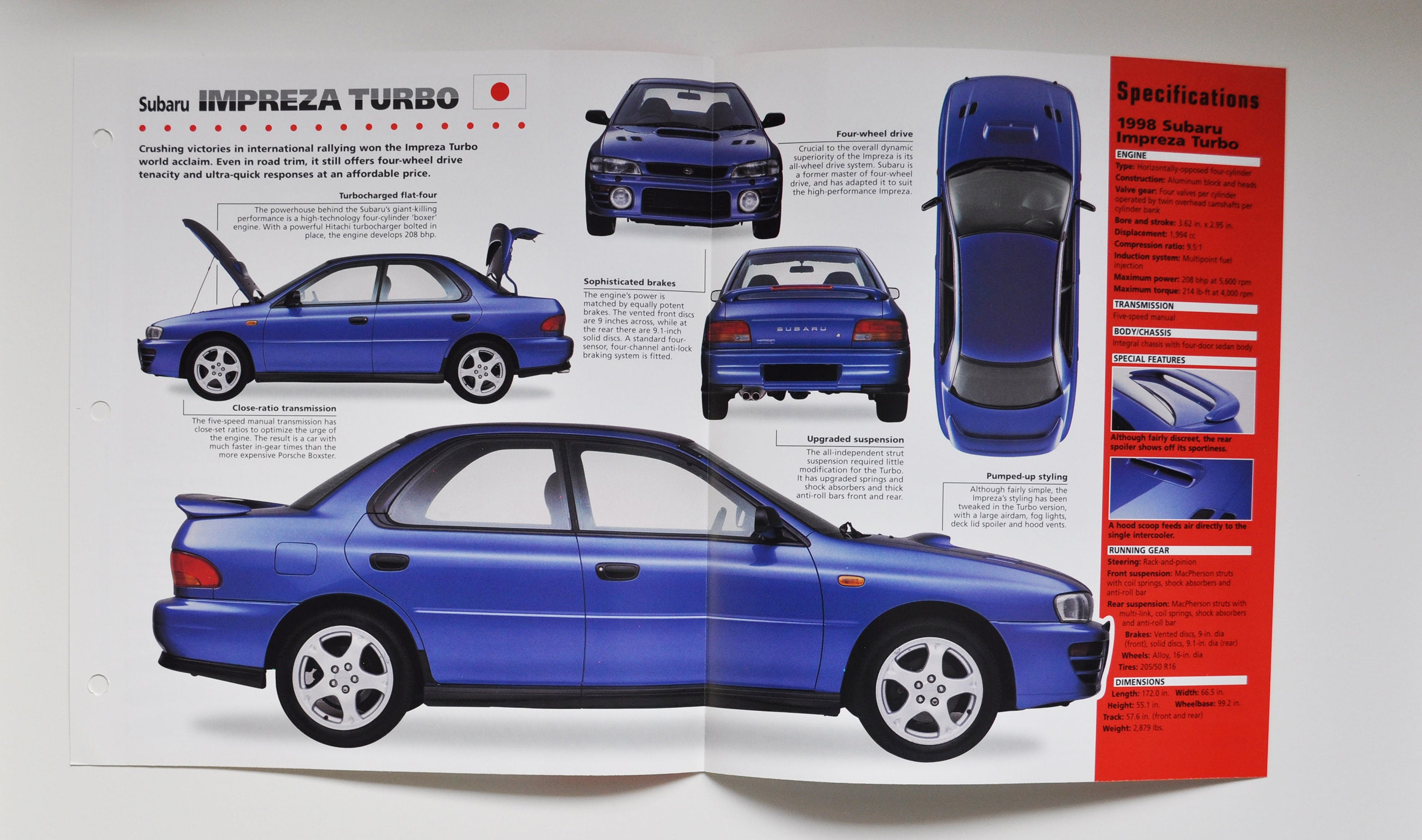 Spec Sheet Subaru Impreza Turbo (1992-PRESENT) (car Photo Stat