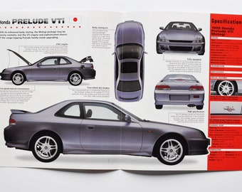 Datenblatt HONDA Prelude VTi (1999) (Automotive Photo Info Specs Broschüre Printteile Ad Vintage Klassiker Rennsport Tokyo Japan)