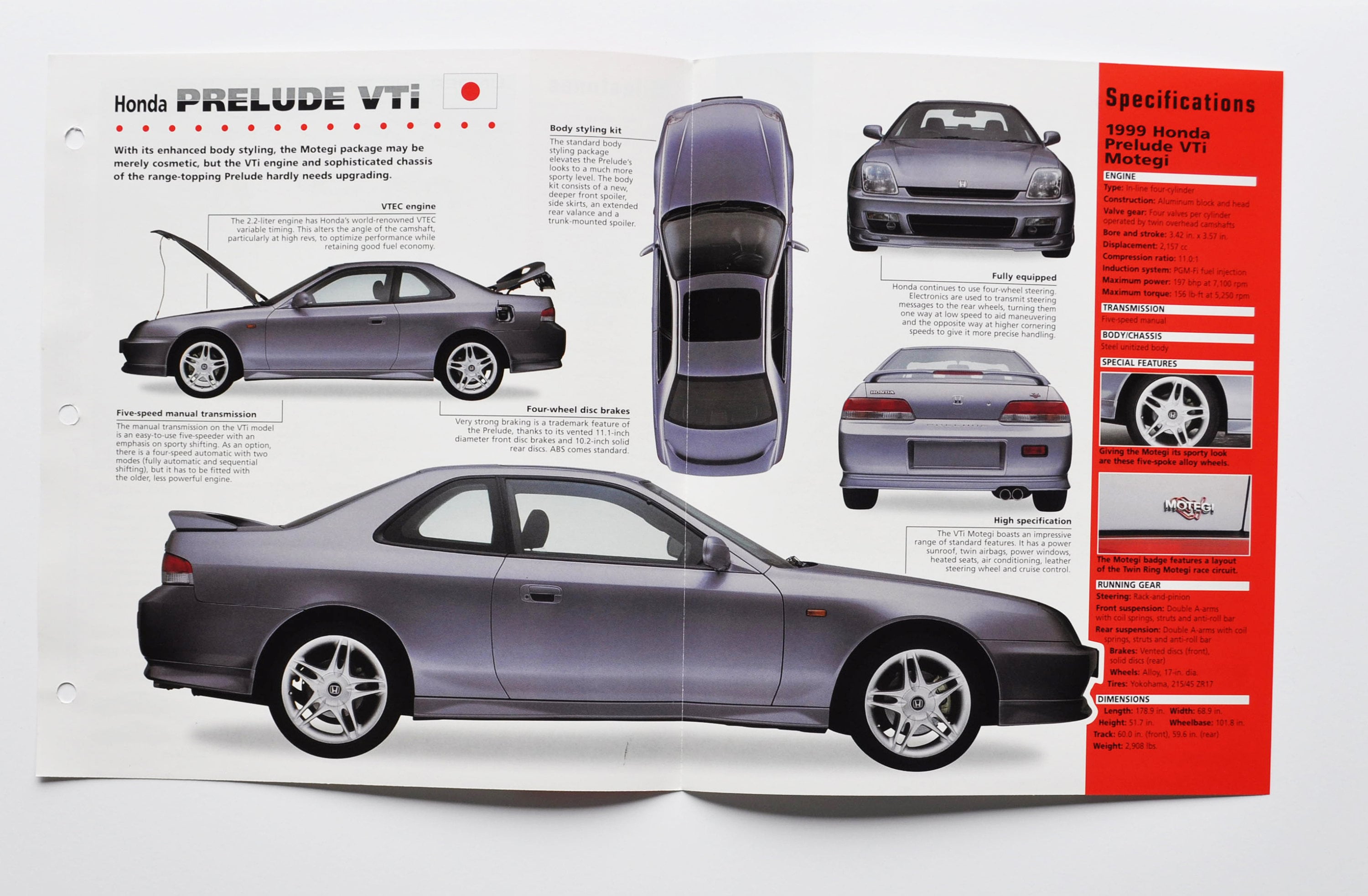 Spec Sheet Honda Prelude Vti (1999) (motor Car Photo Stat Info