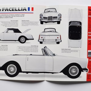 Hoja de especificaciones Facel Vega Facellia (1959-1964) (foto del coche stat info especificaciones folleto piezas ad vintage auto france automobile sports SA Paris auto)