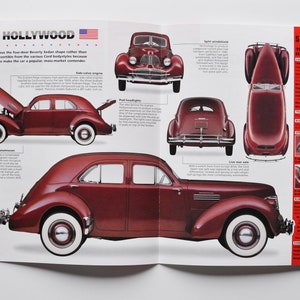 May include: A vintage 1941 Graham Hollywood automobile brochure featuring multiple views of the dark red sedan, including front, rear, top, and side profiles. The document contains detailed technical specifications, engine information, and historical text.