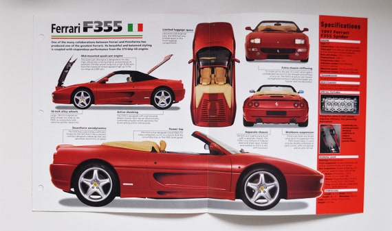Spec Sheet Ferrari F355 (1994-PRESENT) (car Photo Stat Info Specs