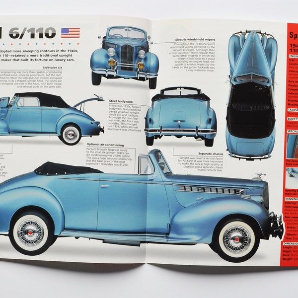 Spec Sheet Packard 6/110 (1937-1942) (car photo stat info specs brochure print parts ad old vintage classic motor detroit michigan auto usa)