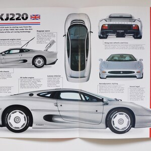 Spec Sheet Jaguar XJ220 (1992-1994) (Auto Foto stat Info Broschüre Teile Anzeige alter Vintage Druck classic race engine england coventry)