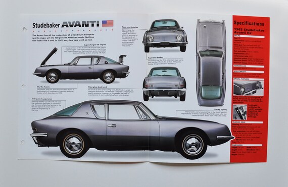 Spec Sheet Studebaker Avanti (1962-1992) (car Photo Stat Info