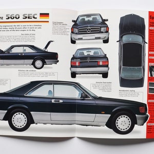 Fiche technique Mercedes-Benz 560 SEC (1985-1991) (photo de voiture stats info brochure fiche technique imprimer des pièces ad classic allemand stuttgart daimler coupé)