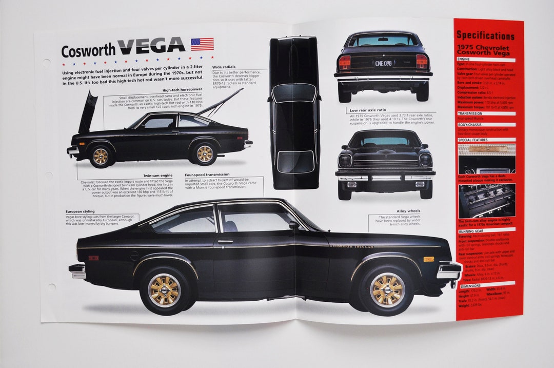 Spec Sheet Cosworth Vega 1975-1976 car Photo Stat Info - Etsy