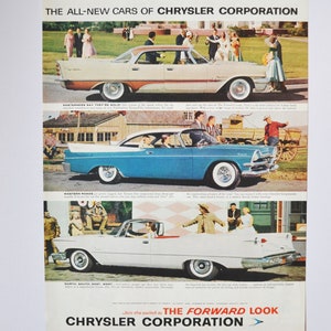 Pubblicità di un'auto di grandi dimensioni, 1957 Chrysler (azienda automobilistica, pubblicità fotografica classica, vecchia, parti, brochure stampate, concessionario, auto, fireflite, desoto)