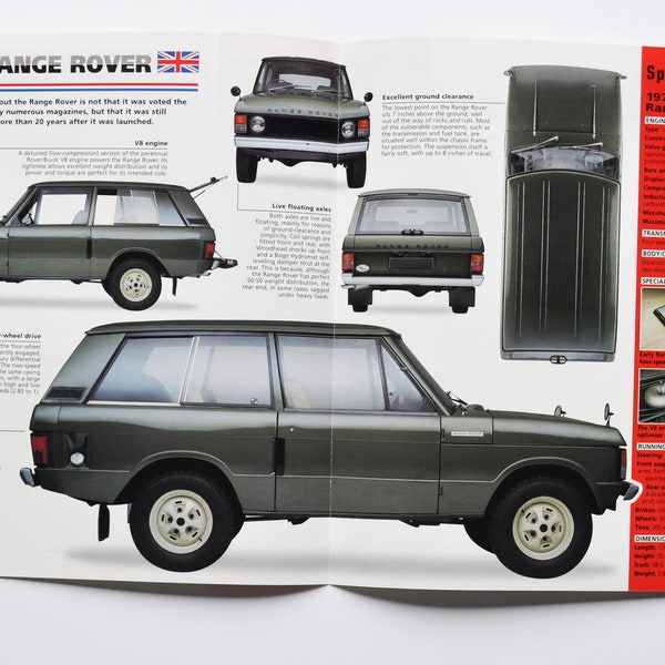 Spec Sheet Land Rover Range Rover (1970-1995) (car photo stat info specs brochure parts ad vintage dealer solihull west midlands england)