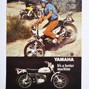 Motorrad Anzeige Yahama 125 Single Aduro AT-1 (Motorrad Firma Klassiker altes Foto original Werbeteil Druckbroschüre Motorradzyklus)