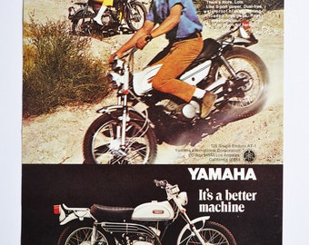 Motorcykelannons Yamaha 125 Single Aduro AT-1 (motorcykelföretag klassisk gammal foto originalannons del tryckt broschyr motorcykel)