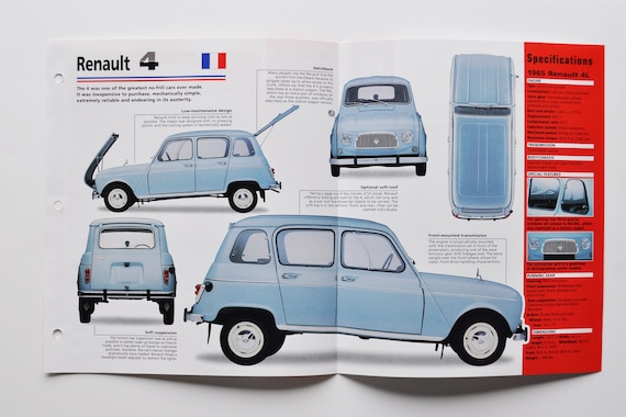 Spec Sheet Renault 4 (1961-1992) (car Photo Stat Info Specs