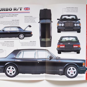 Folha de especificações Bentley Turbo R/T (1997-PRESENTE) (foto do carro, estatísticas, informações, especificações, folheto, peças, anúncio, impressão antiga, vintage, automóvel, Inglaterra, Cheshire, Grã-Bretanha)