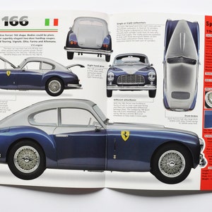 Fiche technique Ferrari 166 (1948-1953) (photo de voiture stat info brochure pièces ad print old vintage race sports italy maranello V12 engine)