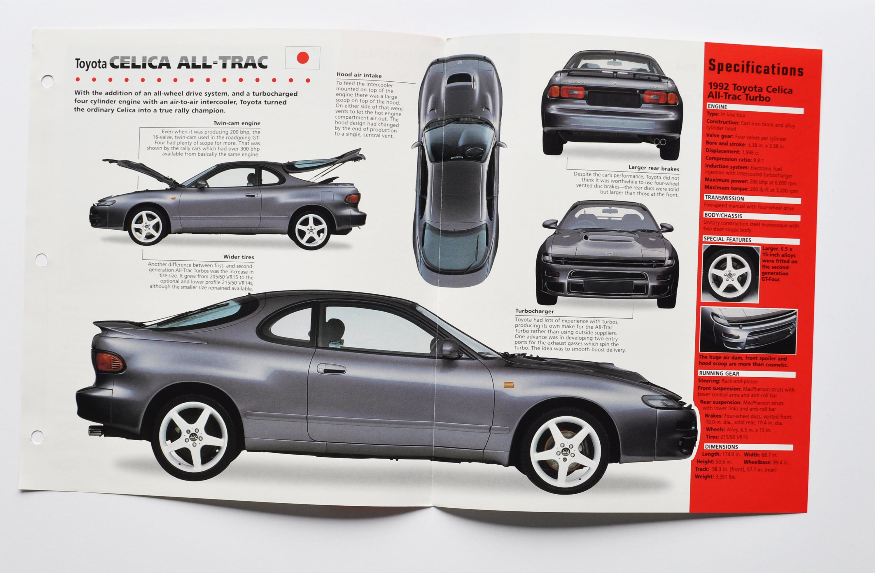 CELICAシリーズ　カタログ Spec Sheet Toyota Celica All-trac (1991-1994) (motor Car Photo
