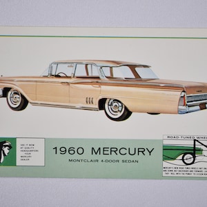Postkarte 1960 Merkur Montclair 4-Door Sedan (Autohaus, Automobilhändler Postkarte Ford Motor Company Broschüre Retro Klassik Foto)