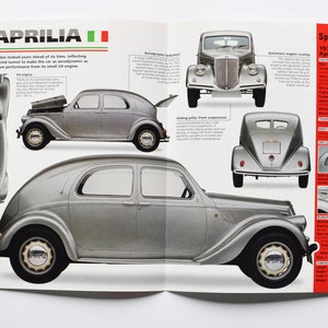 Fiche technique Lancia Aprilia (1937-1949) (photo de voiture stat info brochure pièces ad print old race sport italy turin auto berline moteur V4)