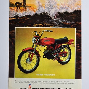 Motorrad Werbung 1970er Jahre Harley-Davidson Leggero (Motorrad Firma Klassiker altes Foto original Werbung Motorrad Radsport)