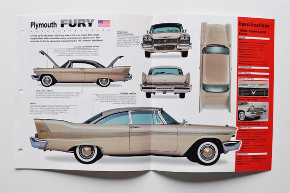 Buy Spec Sheet Plymouth Fury 1957-1959 car Photo, Stat Info Specs Brochure  Parts Ad Old Retro Vintage Dealer Auto Dealership Muscle Motors Online in  India 