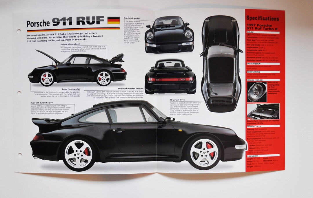 Spec Sheet Porsche 911 Ruf (1997) (car Photo Stats Info Specs Brochure ...