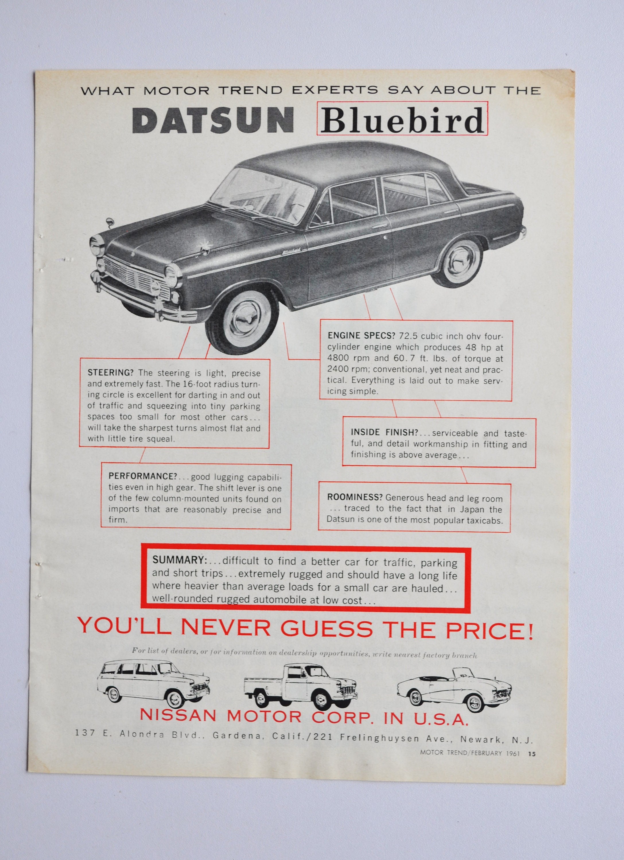 Car Ad 1961 Datsun Bluebird motor Company Classic Old Photo Advertisement Print Parts Brochure Truck Pick up Nissan Motor Corp Usa Japan - Etsy Car Ad 1961 Datsun Bluebird motor Company Classic Old Photo Advertisement Print Parts Brochure Truck Pick up Nissan Motor Corp Usa Japan - Etsy