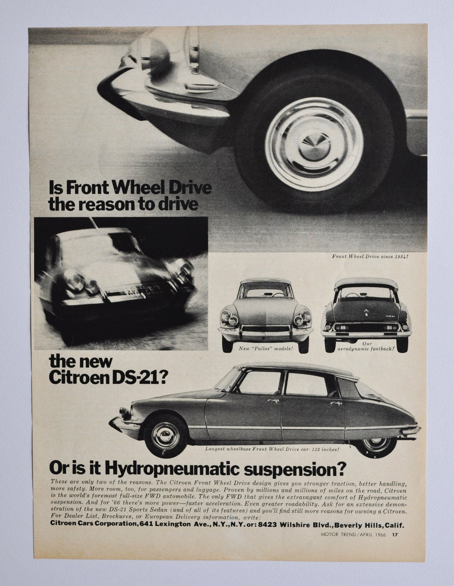 Car Ad 1966 Citroen Ds 21 Motor Company Classic Old Photo Etsy