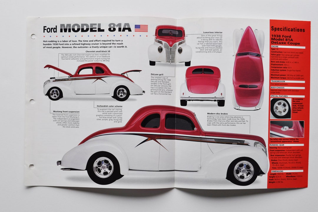 Spec Sheet Ford Model 81A 1938 car Photo Stat Motor Info Specs Brochure