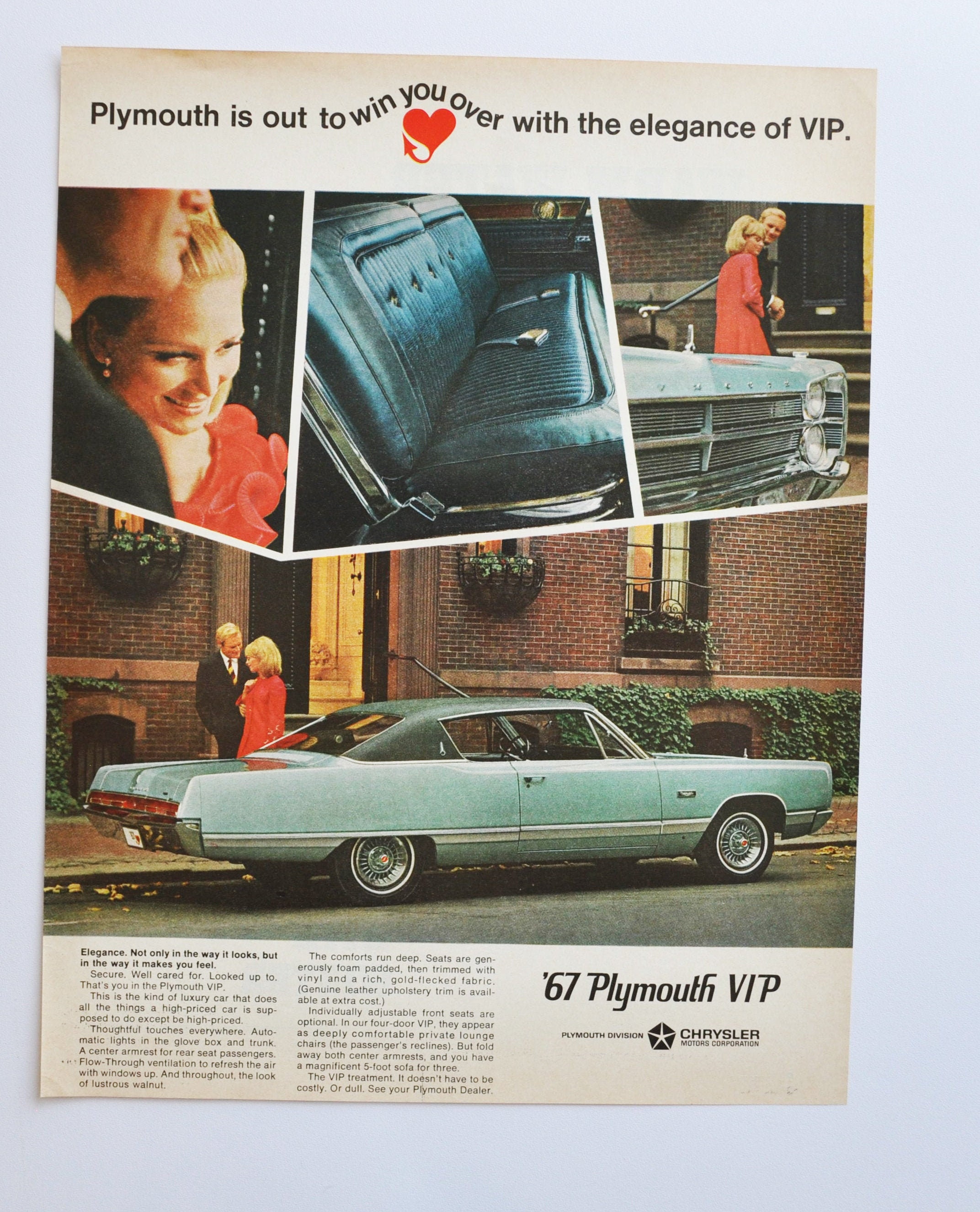Large Car Ad 1967 Plymouth VIP motor company chrysler old | Etsy
