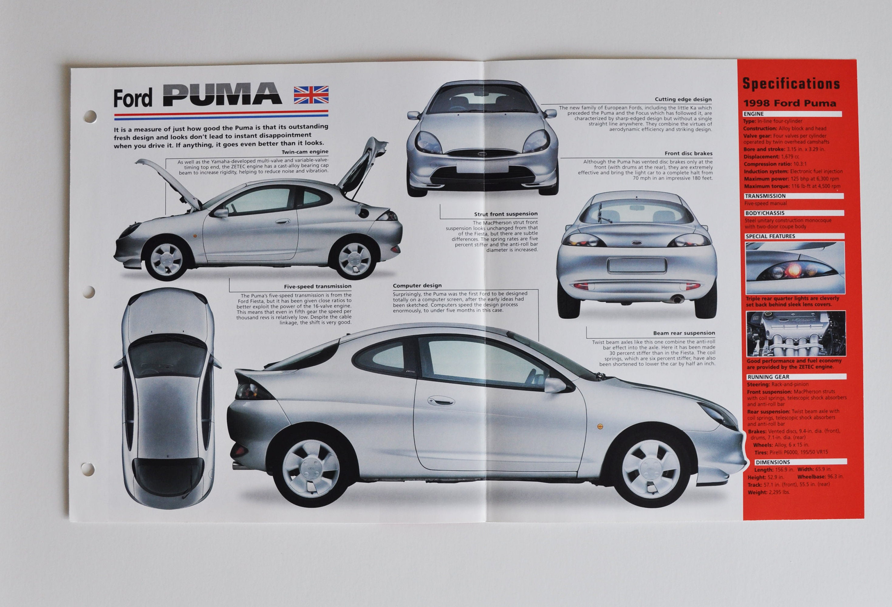 Draai vast patroon wekelijks Spec Sheet Ford Puma 1997-PRESENT car Photo Stat Info Specs - Etsy