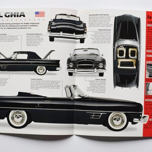 Fiche technique Dual Ghia (1956-1958) (photo de voiture stat info brochure brochures ad print old vintage dealer race sports italy detroit michigan)