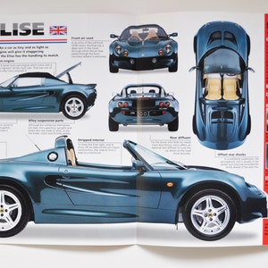 Datenblatt Lotus Elise (1996-heute) (auto foto zustand info spezifikationen broschüre teile alte vintage print klassische mustern sport england norfolk)