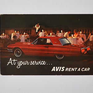Ford Postkarte - Avis Rent a Car (Autohändler, Autohändler, Postkarte, Anzeige, alt, klassisch retro amerikanisch, Pickup, Detroit)