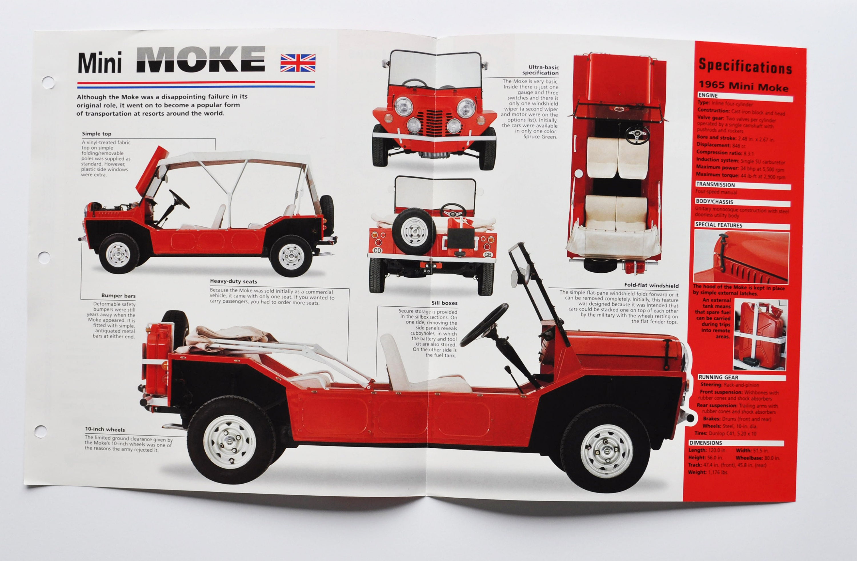 Spec Sheet Mini Moke (1964-1968) (car Photo Stat Info Specs
