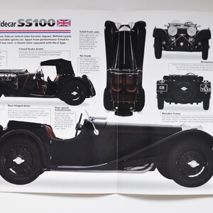 Fiche technique Swallow Sidecar SS100 (1935-1939) (photo photo voiture stat info brochure pièces ad old vintage print race auto england coventry)