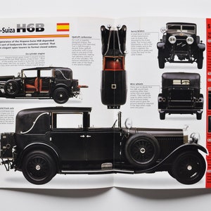 Spektren Hispano-Suiza H6B (1919-1934) (Auto Foto Stat Info Specs Broschüre Druck Teile ad alt vintage klassischer Motor Barcelona Spanien Auto)