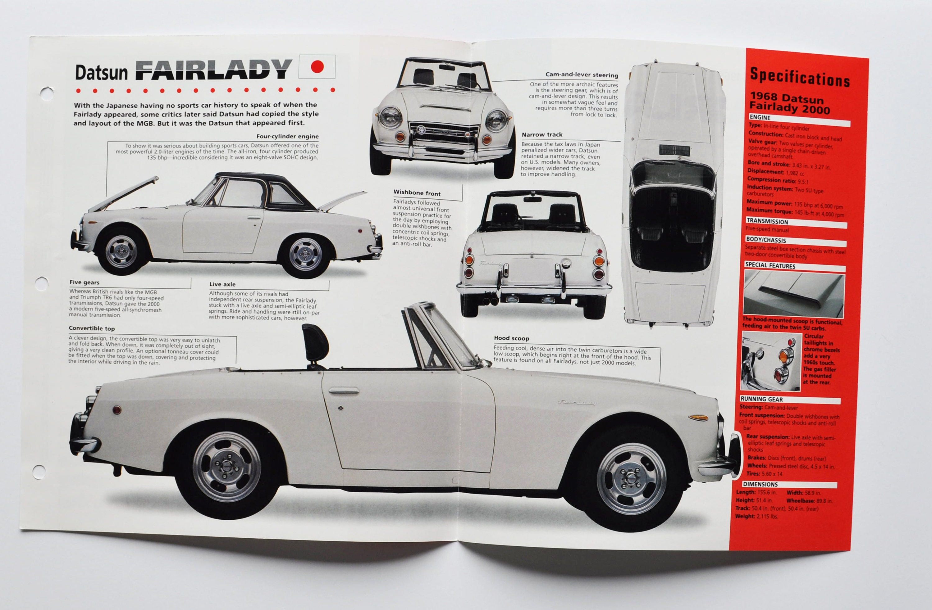 Spec Sheet Datsun Fairlady (1961-1969) (motor Car Photo Stat Info