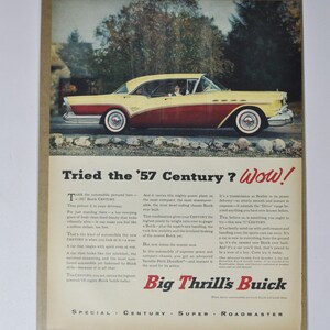 Annuncio di un'auto di grandi dimensioni 1957 Buick Century (general motors company GM vecchia foto vintage classica pubblicità parti stampa poster garage personalizzato per auto)