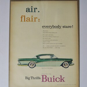 Annuncio di un'auto di grandi dimensioni 1957 Buick Riviera (general motors company GM vecchia foto vintage classica pubblicità parti stampa poster garage personalizzato per auto)