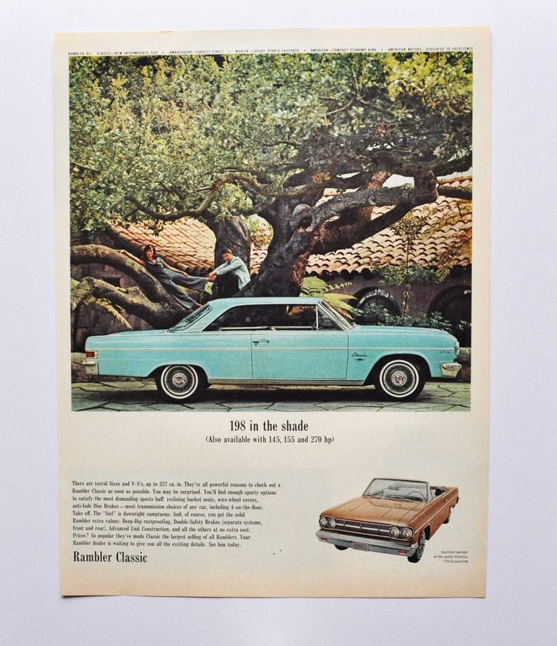 american motors classic old photo advertisement print poster brochure classic dealer auto usa ambassador Large Car Ad 1965 Rambler Classic