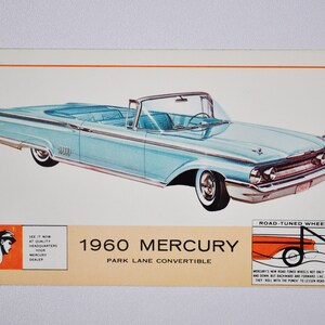 Carte postale 1960 Mercury Park Lane Cabriolet (concessionnaire automobile, carte postale de concession automobile ford motor company american retro classic photo)