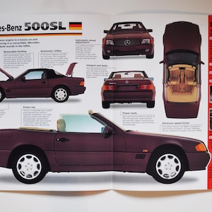 Fiche technique Mercedes-Benz 500SL (1989-PRÉSENT) (voiture photo stats info fiche technique imprimer pièces ad vintage classic sport engine german auto)