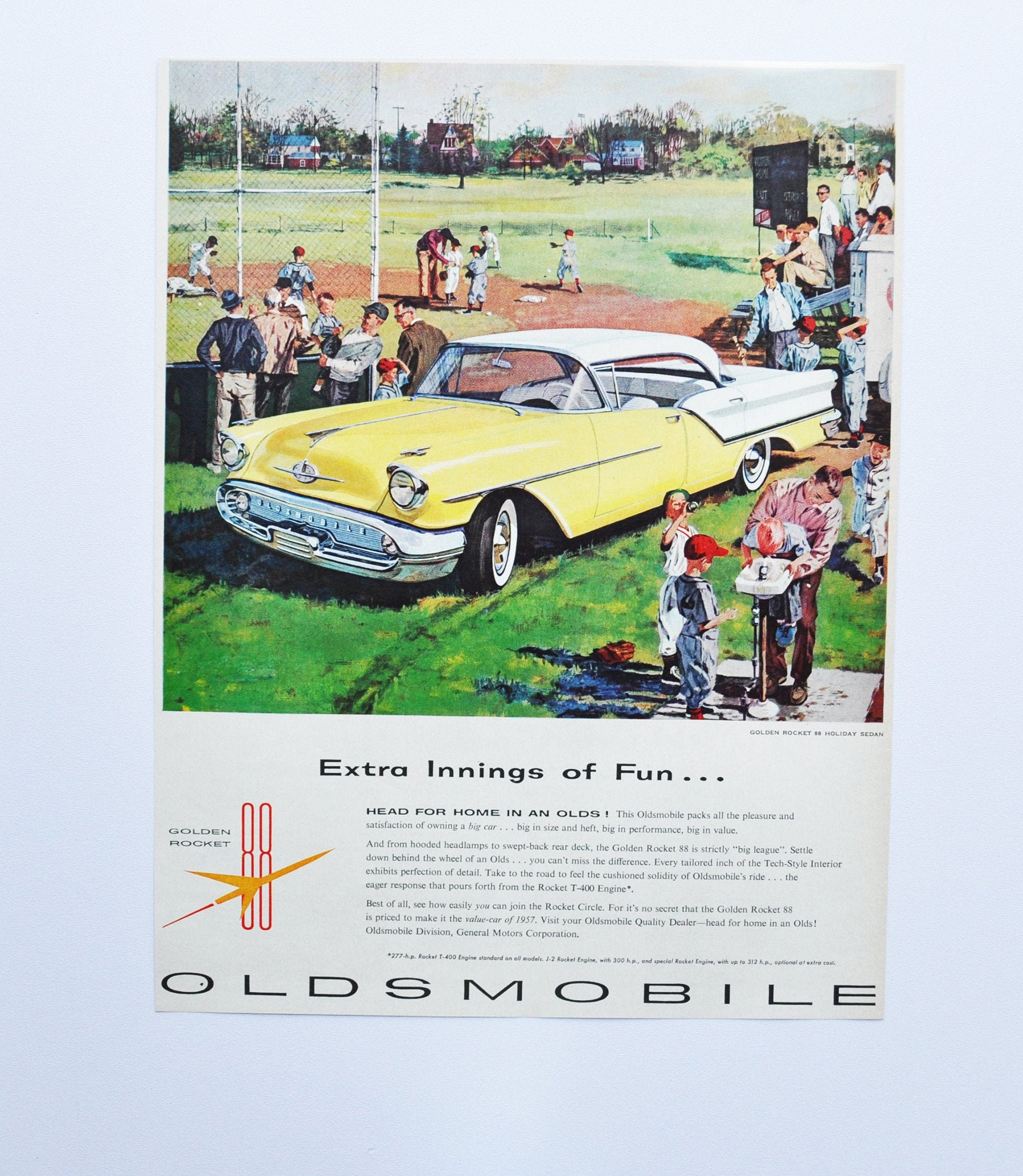 Large Car Ad 1957 Oldsmobile Golden Rocket 88 Eighty-eight (GM