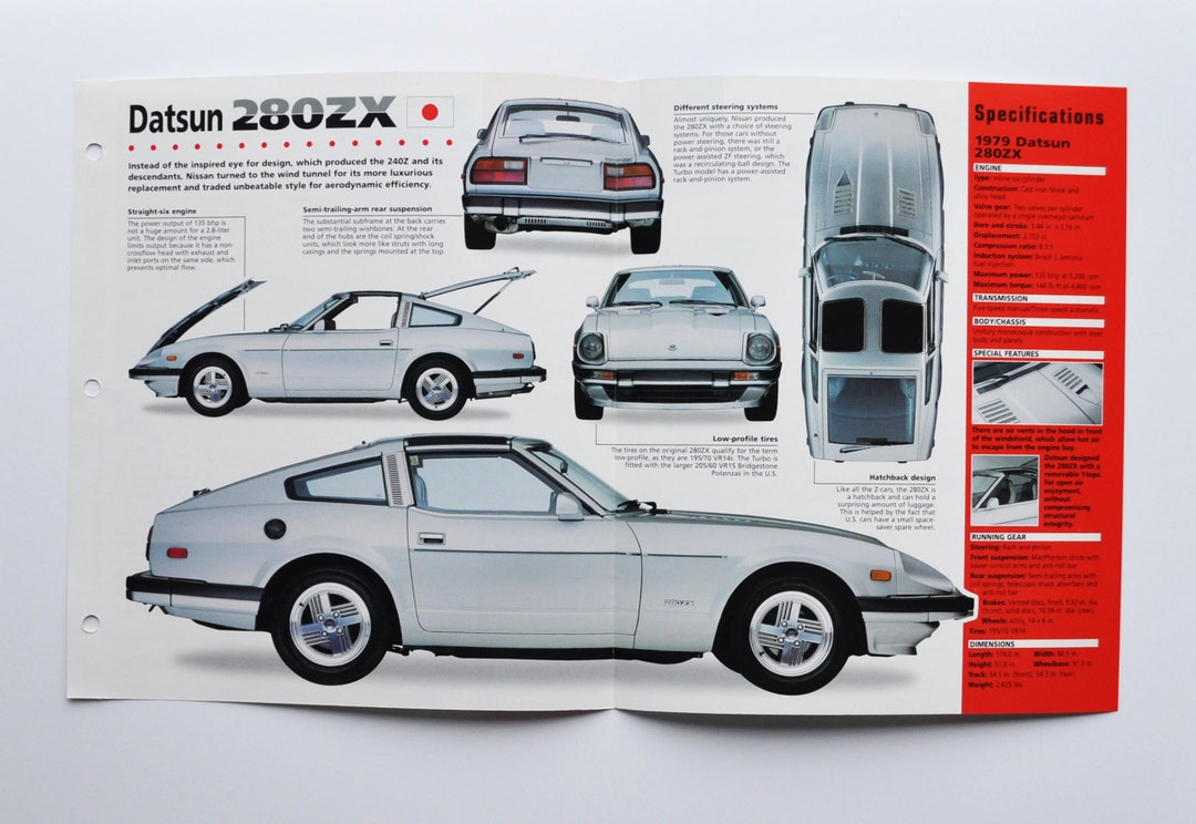 Spec Sheet Datsun 280ZX 19781983 motor Car Photo Stat Info Specs